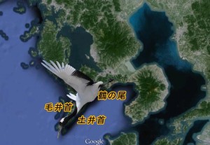 長崎地図の鶴