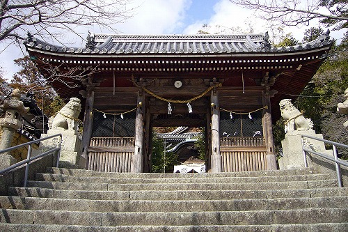 大避神社（兵庫県赤穂市）神門前の狛犬